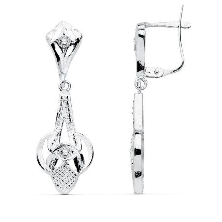 Pendientes Cubanas Oro Blanco 32X10 Mm Cierre Catalan oro 18k
