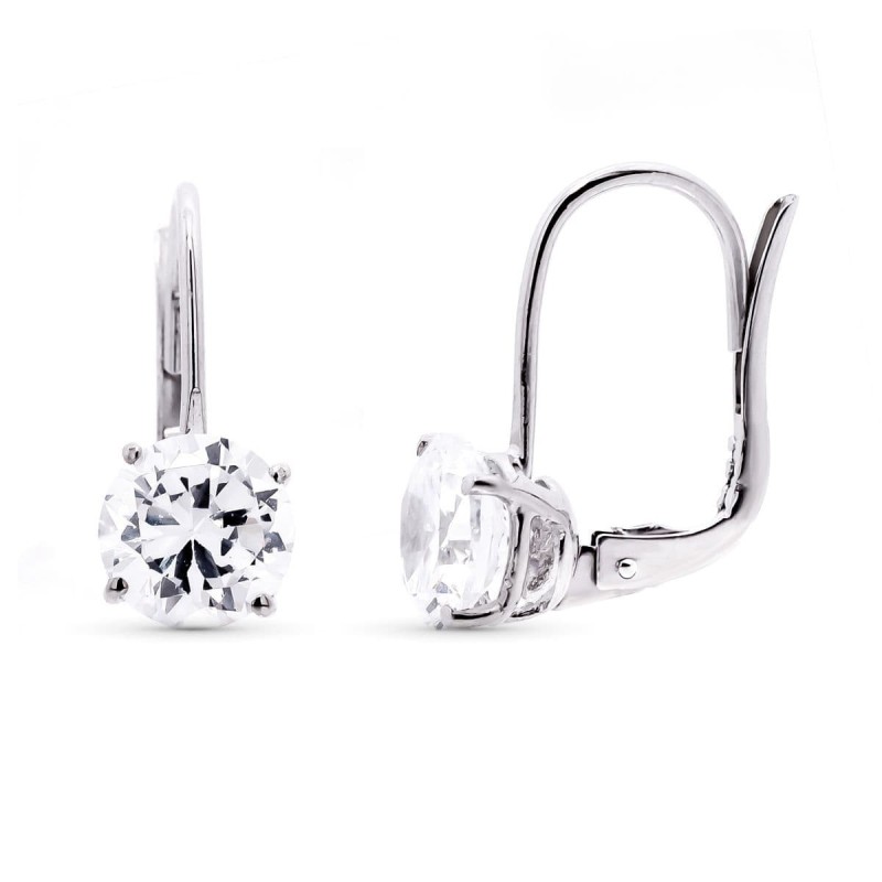 Pendientes Oro Blanco Circonita 18X7 Mm Cierre Gancho oro 18k