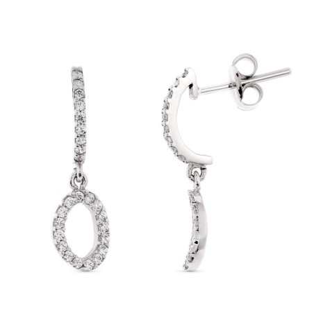 Pendientes Oro Blanco. 19 X 5 Mm Cierre Presion oro 18k