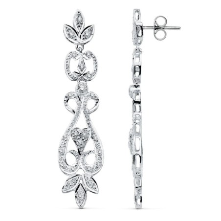 Pendientes Oro Blanco Circonita Presion oro 18k