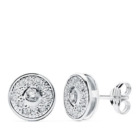 Pendientes Oro Blanco Redondos 8 Mm Cierre Presion oro 18k