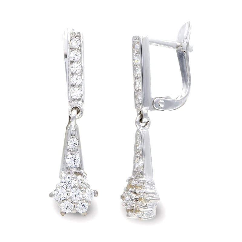 Pendientes Oro Blanco Largos Cierre Catalan oro 18k