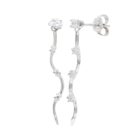 Pendientes Oro Blanco Largos Con Circonitas oro 18k