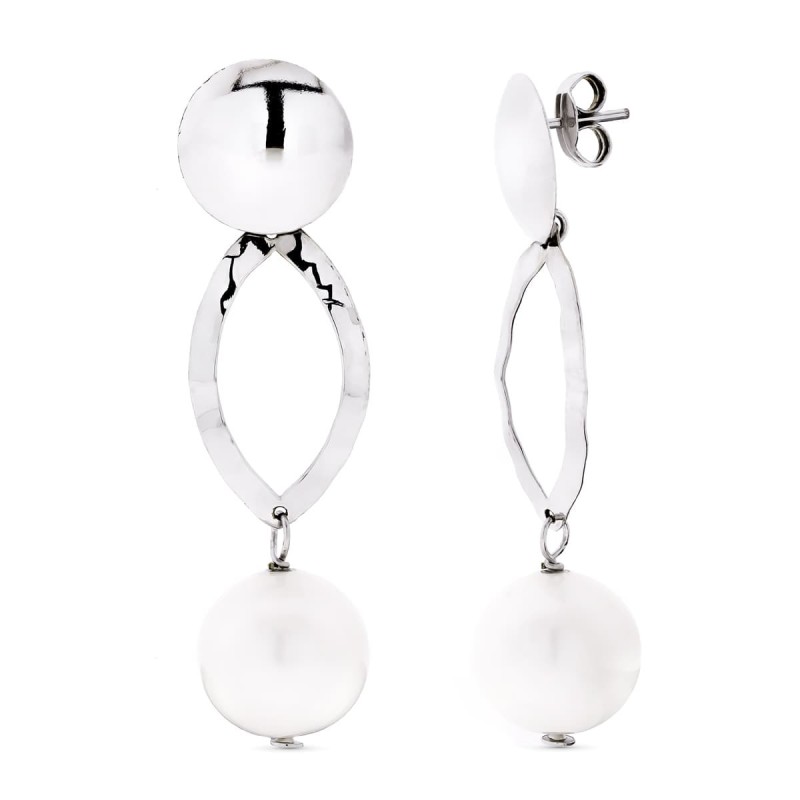 Pendientes Oro Blanco Perla Cultivadas Cierre Presion oro 18k