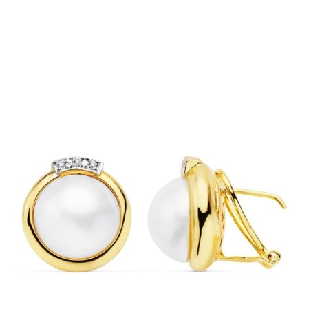 Pendientes Perla Japonesa 12 Mm Cierre Omega oro 18k