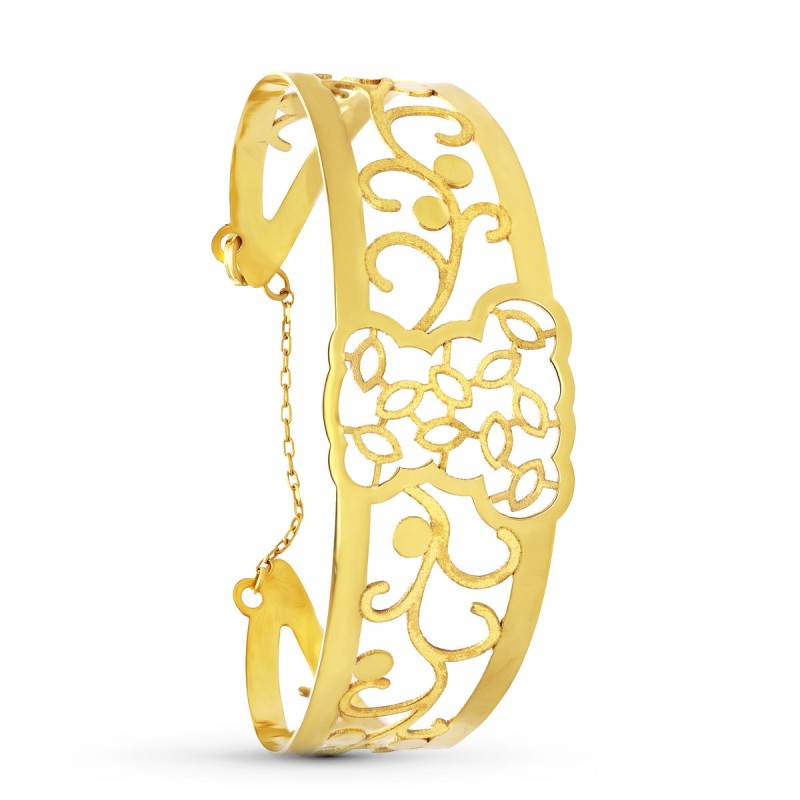 Pulsera Oro Amarillo Rigida Oso Laser oro 18k