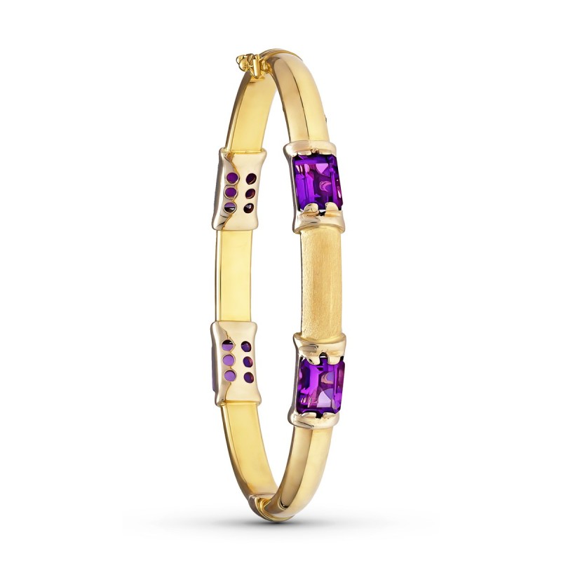 Pulsera Oro Amarillo Rigida 4 Piedras 19Cm oro 18k
