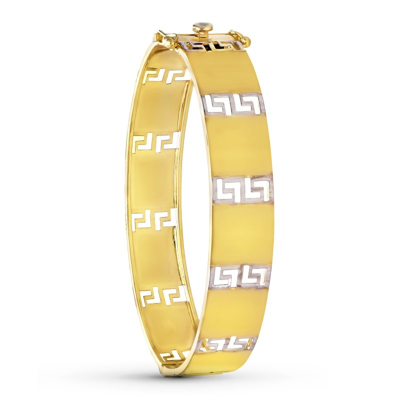 Pulsera Rigida Oro Bicolor Greca 12 Mm oro 18k
