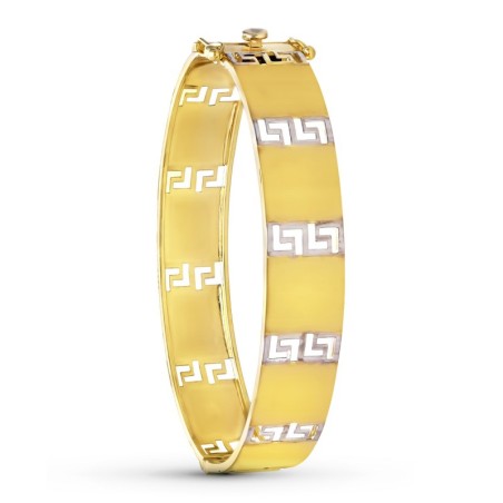 Pulsera Rigida Oro Bicolor Greca 12 Mm oro 18k
