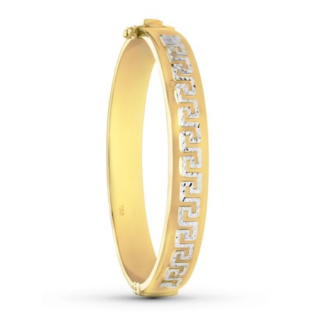 Pulsera Rigida Oro Bicolor Greca 10 Mm oro 18k