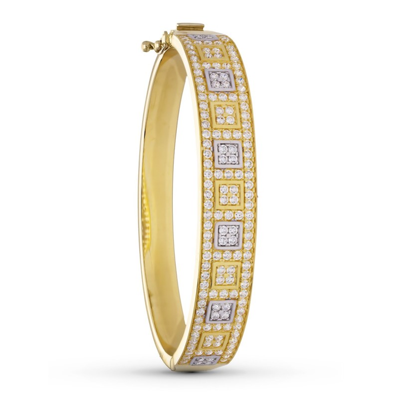 Pulsera Rigida Oro Bicolor Circonitas oro 18k