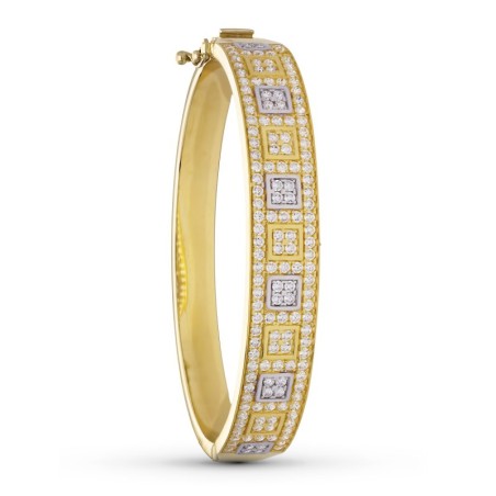 Pulsera Rigida Oro Bicolor Circonitas oro 18k