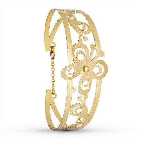 Pulsera Oro Amarillo Mariposa Laser. 19 Mm oro 18k
