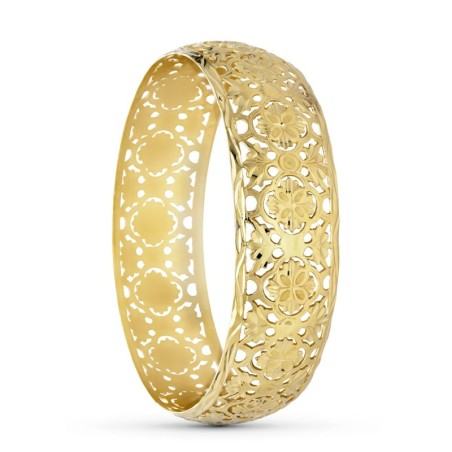 Pulsera Media Caña Oro Amarillo Moruna Medida Interior Redondo 73 Mm Ancho Total 22 Mm Sin Cierre oro 18k