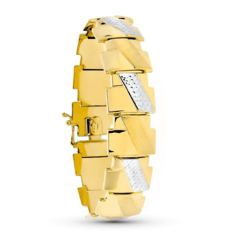 Pulsera Oro Bicolor Estampacion 19.5 Cm oro 18k