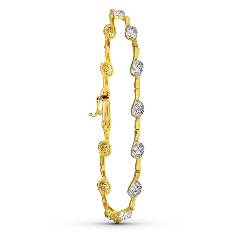 Pulsera Oro Bicolor Circonitas oro 18k