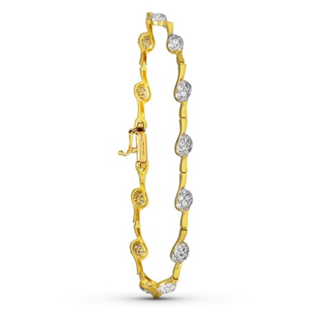 Pulsera Oro Bicolor Circonitas oro 18k