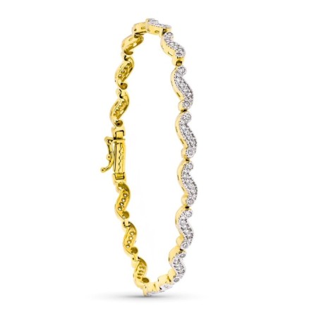 Pulsera Oro Bicolor Con Circonita 19Cm oro 18k
