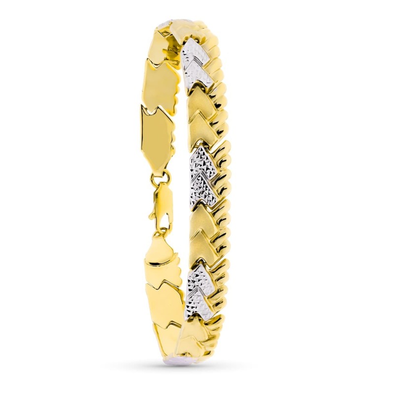 Pulsera Oro Bicolor Estampacion 19Cm oro 18k