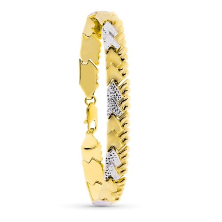 Pulsera Oro Bicolor Estampacion 19Cm oro 18k