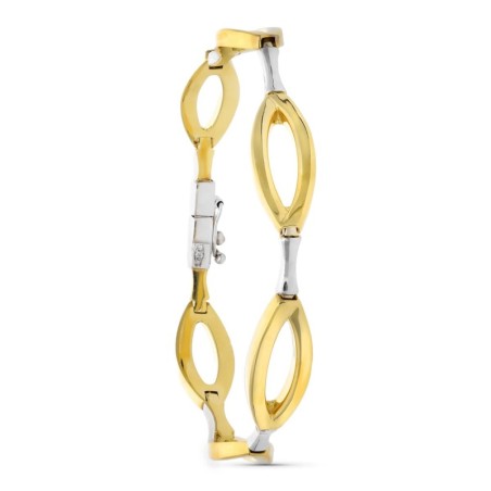 Pulsera Oro Bicolor Eslabones Ovales 19Cm oro 18k