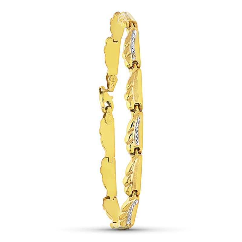 Pulsera Oro Bicolor Estampacion oro 18k