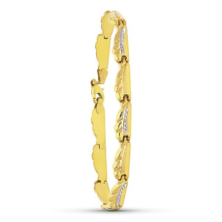 Pulsera Oro Bicolor Estampacion oro 18k