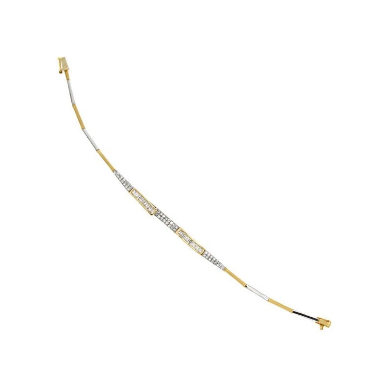 Pulsera Oro Bicolor Con Circonita 20Cm oro 18k