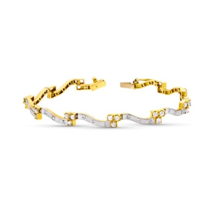 Pulsera Oro Bicolor Con Circonitas oro 18k