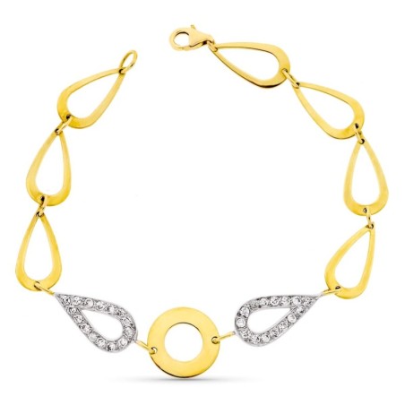 Pulsera Oro Bicolor Con Circonitas oro 18k