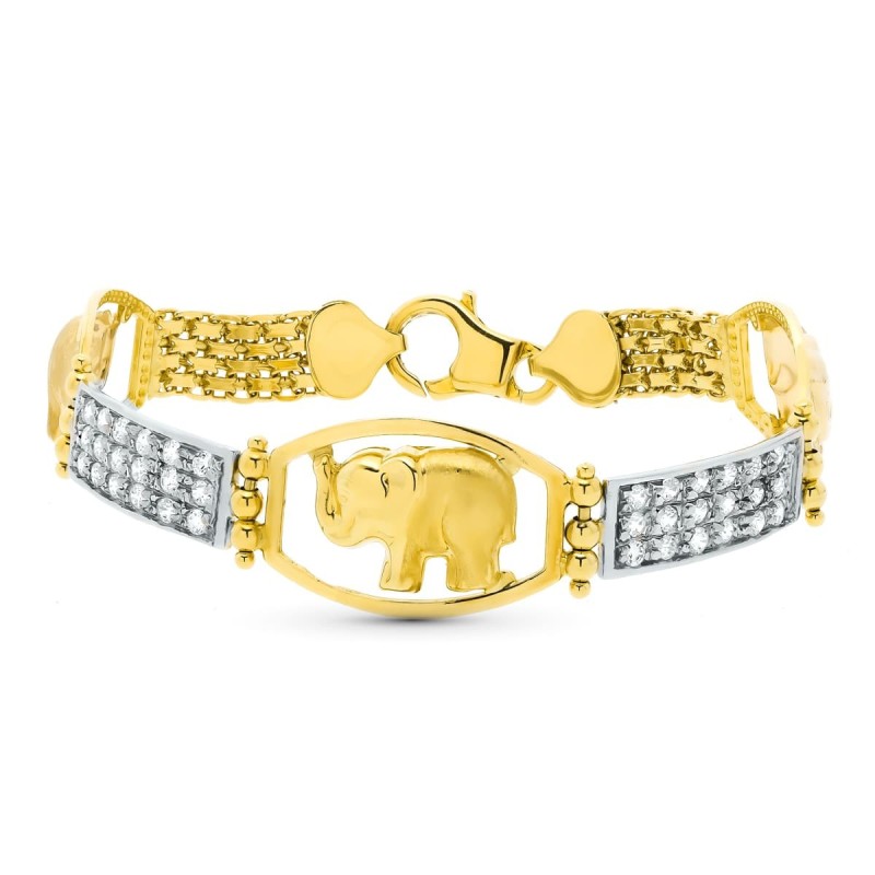 Pulsera Oro Tricolor Elefantes 19Cm oro 18k
