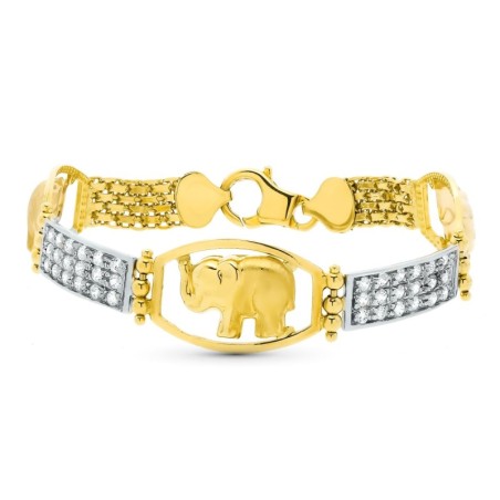 Pulsera Oro Tricolor Elefantes 19Cm oro 18k