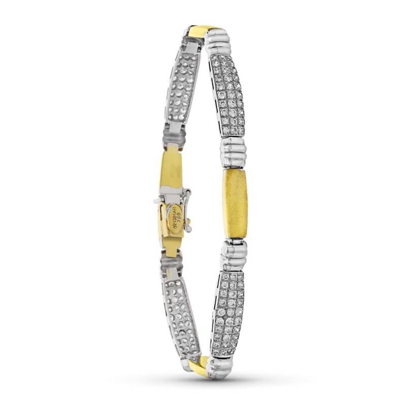 Pulsera Oro Bicolor Circonita Estampacion oro 18k