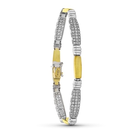 Pulsera Oro Bicolor Circonita Estampacion oro 18k