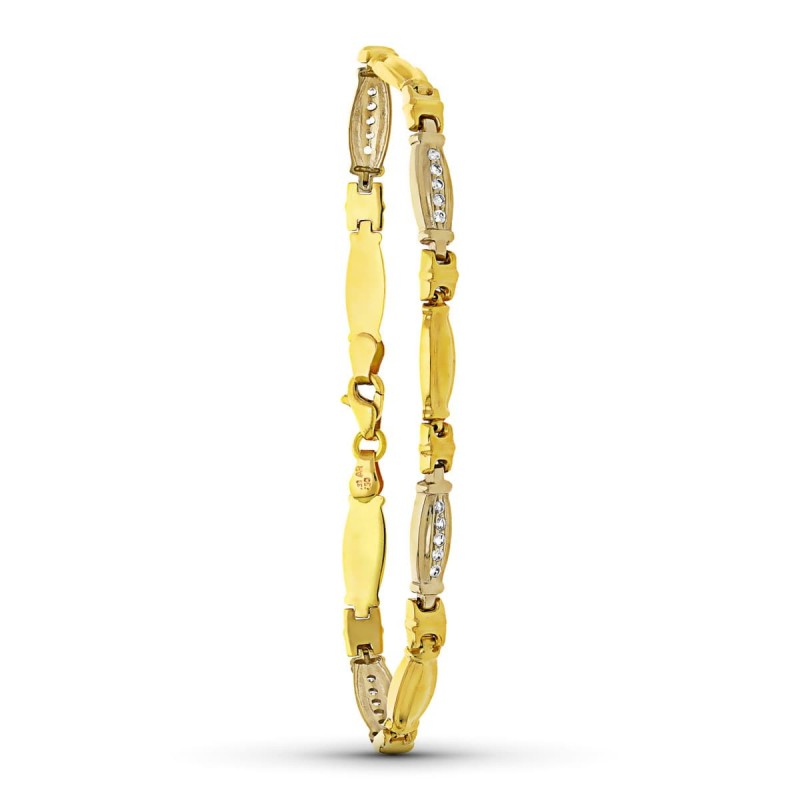 Pulsera Oro Bicolor Estampada oro 18k