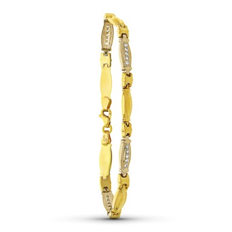Pulsera Oro Bicolor Estampada oro 18k