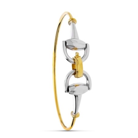 Pulsera Oro Bicolor Rigida Estribo oro 18k
