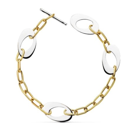 Pulsera Bicolor Motivos 24Cm oro 18k