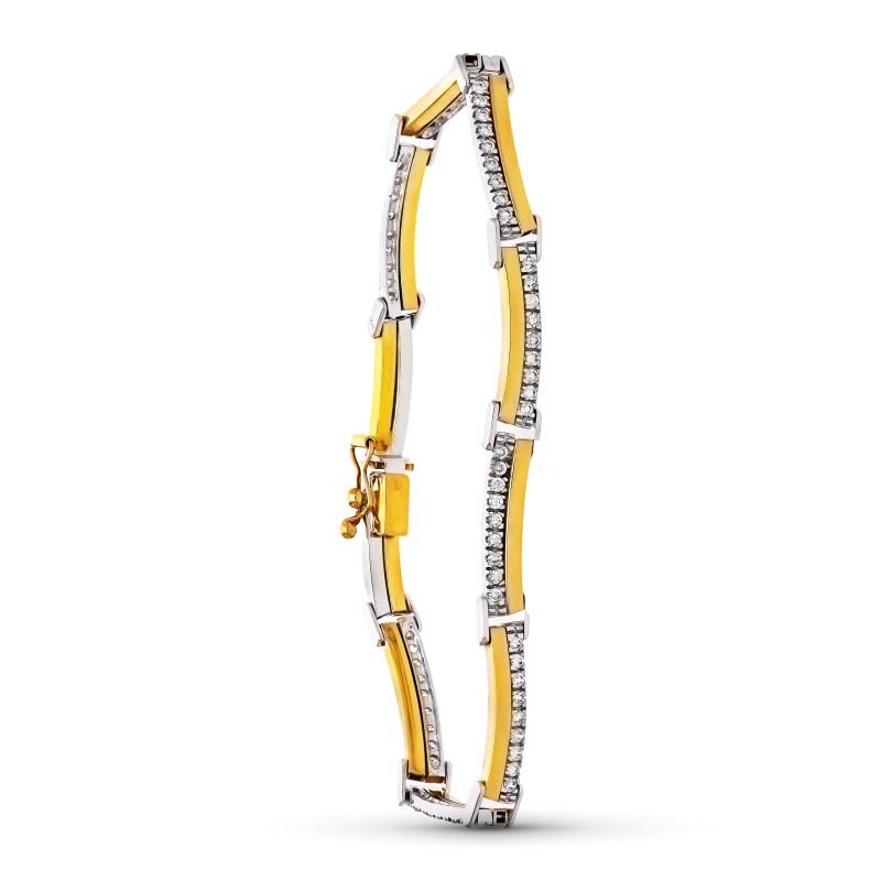 Pulsera Oro Bicolor Circonita Barras oro 18k