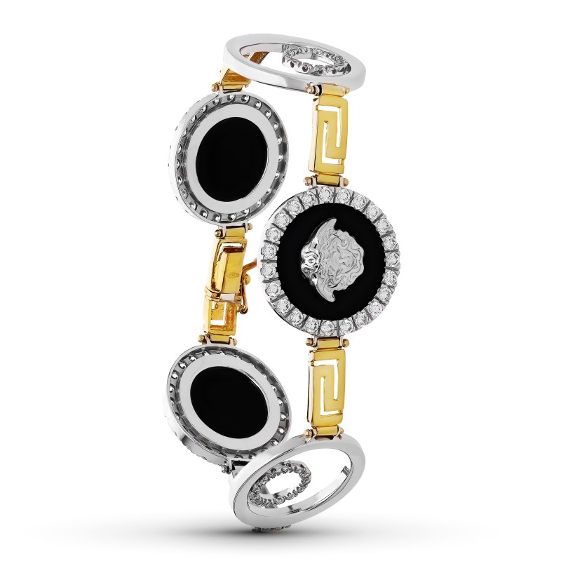 Pulsera Oro Bicolor Medusas Circonitas oro 18k