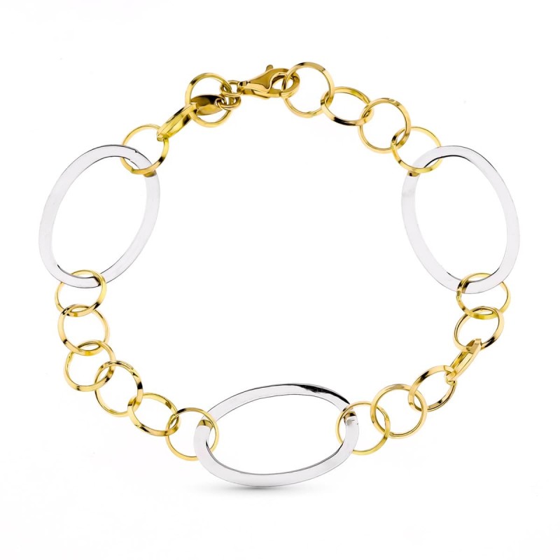 Pulsera Bicolor 18.5 Cm oro 18k
