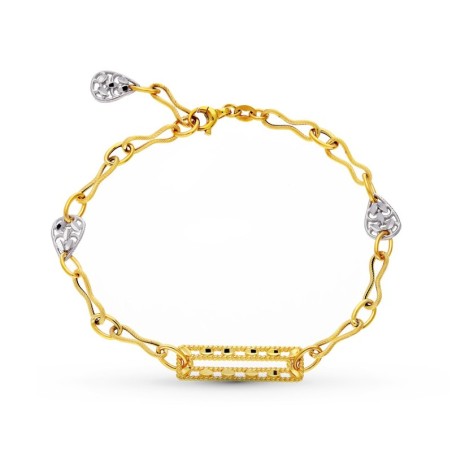 Pulsera Oro Bicolor Motivos Y Hojas oro 18k