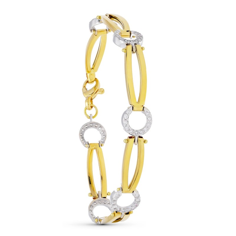 Pulsera Oro Bicolor Circonita oro 18k