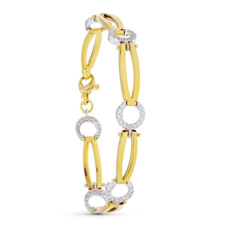 Pulsera Oro Bicolor Circonita oro 18k