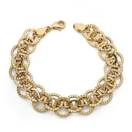 Pulsera Bicolor Hueca 19Cm oro 18k