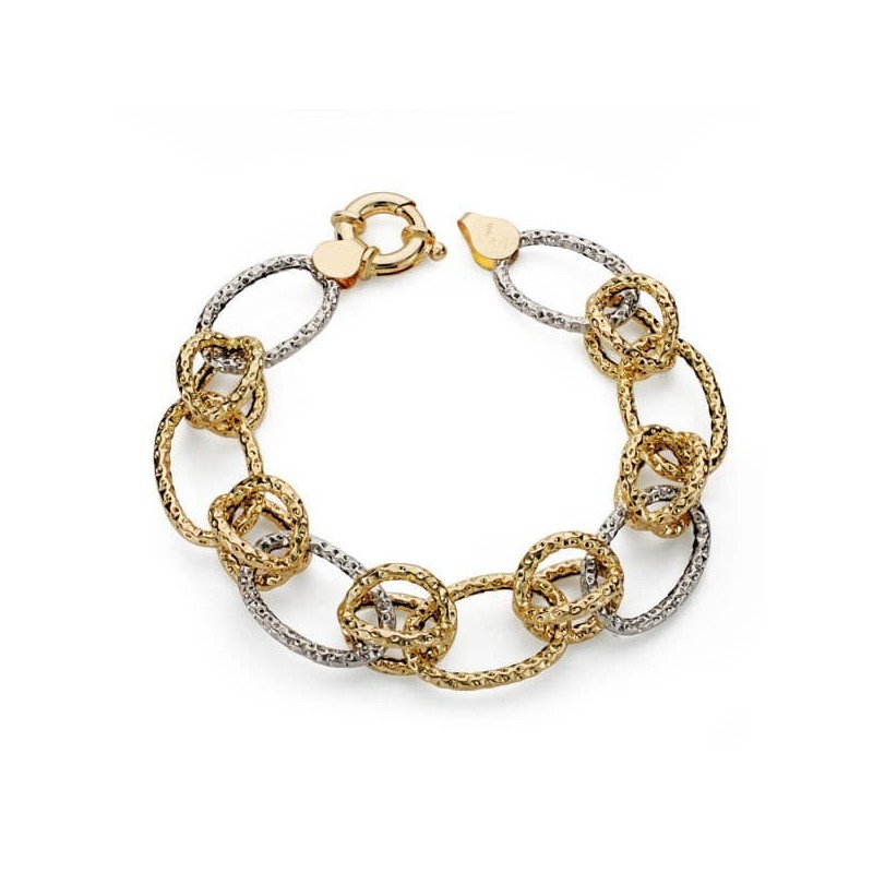 Pulsera Oro Bicolor Hueca 19Cm oro 18k