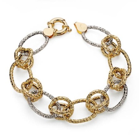 Pulsera Oro Bicolor Hueca 19Cm oro 18k