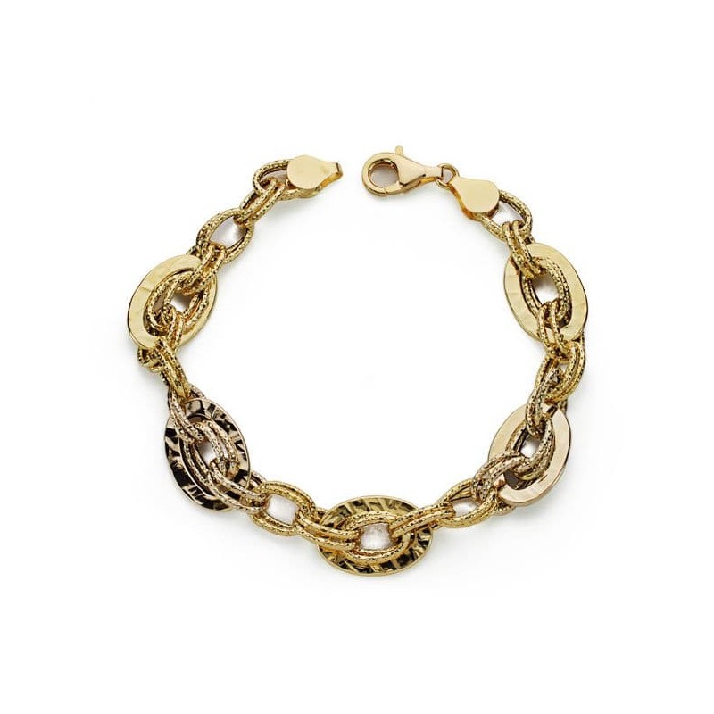 Pulsera Bicolor 19.5 Cm oro 18k