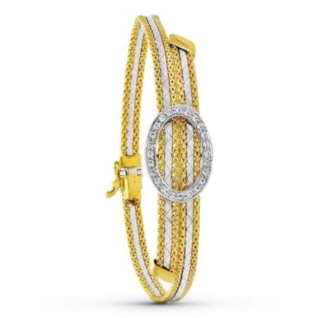 Pulsera Oro Bicolor Circulo oro 18k