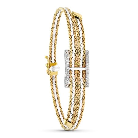 Pulsera Oro Bicolor Rectangulo. oro 18k